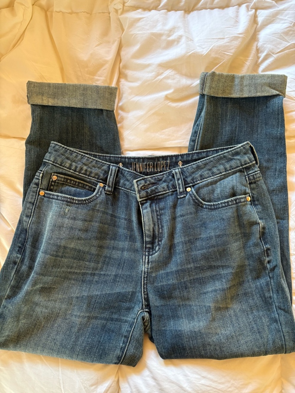 Jennifer Lopez Medium Blue Straight-Leg Jeans